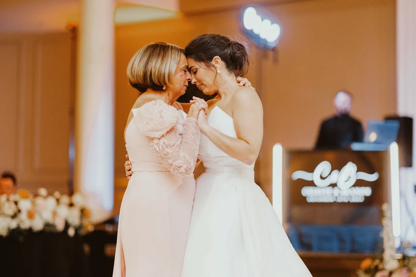 Celeste sharing a dance with her mom at The Vie by Cescaphe in Philadelphia