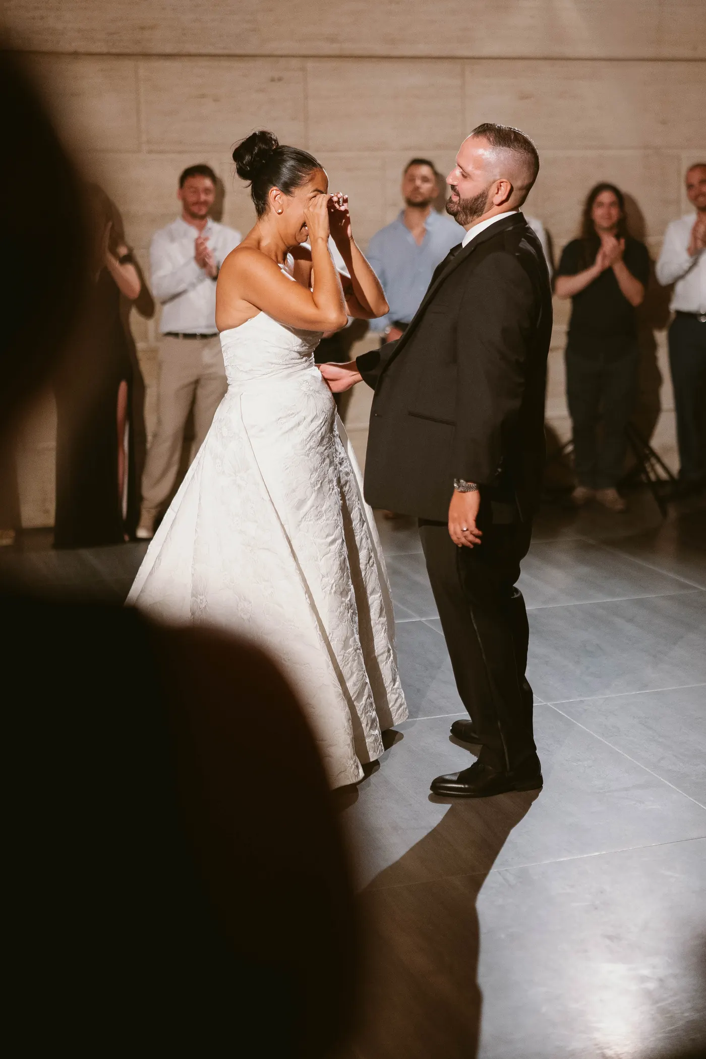 Gianna tearing up as she and Simon begin their first dance