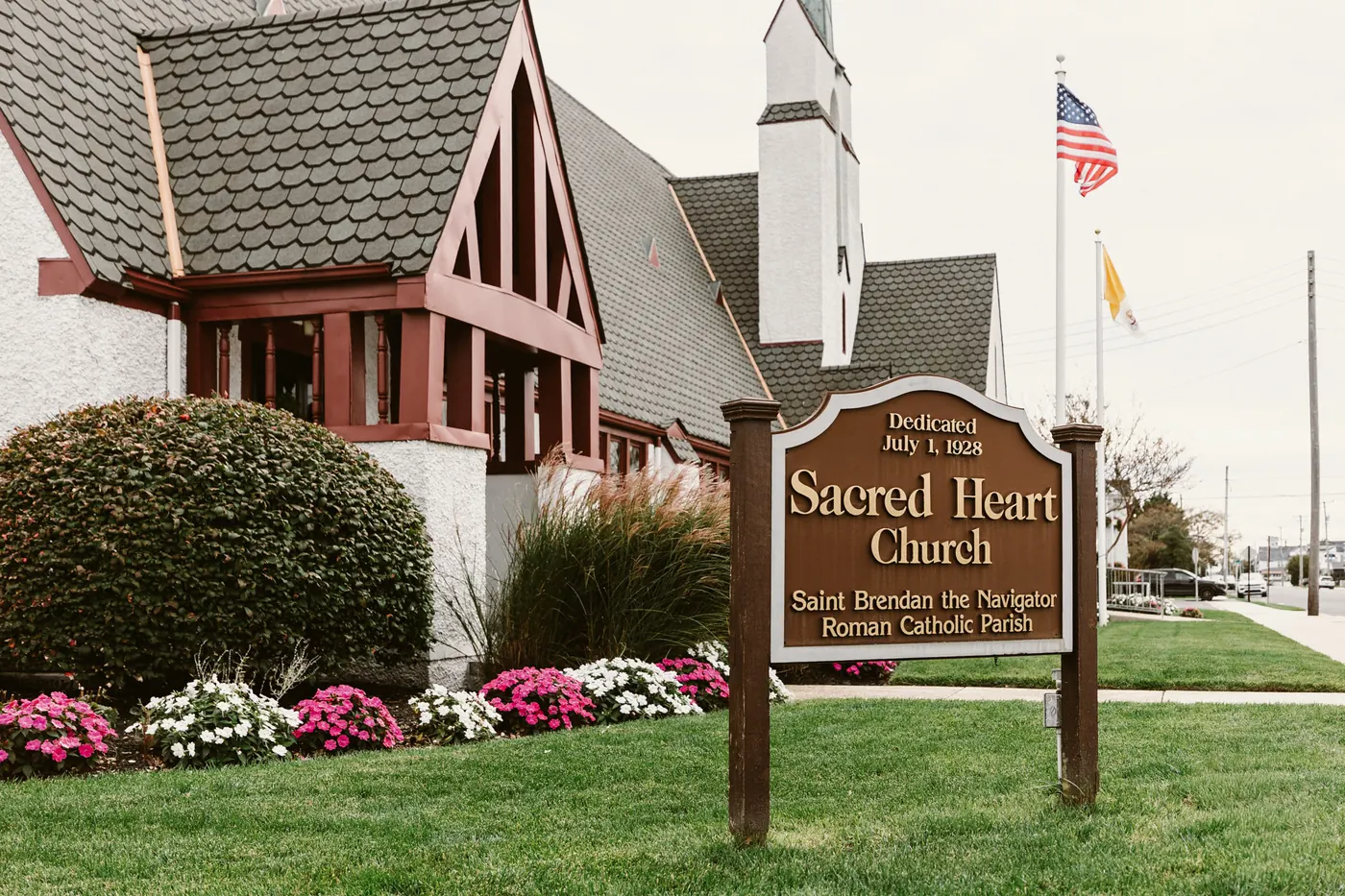 The sign for Sacred Heart Church in Avalon, NJ, part of Saint Brendan the Navigator Parish